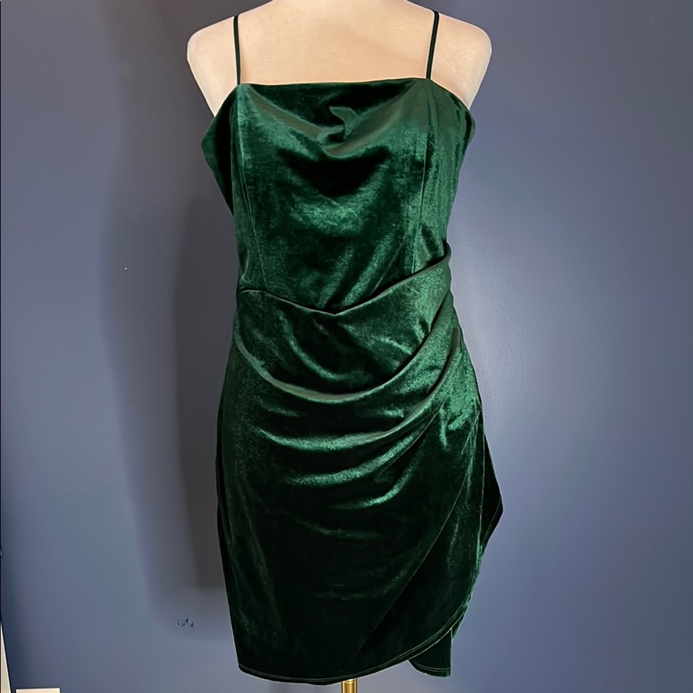 Honey and Rosie Emerald Green Velvet Mini Dress
